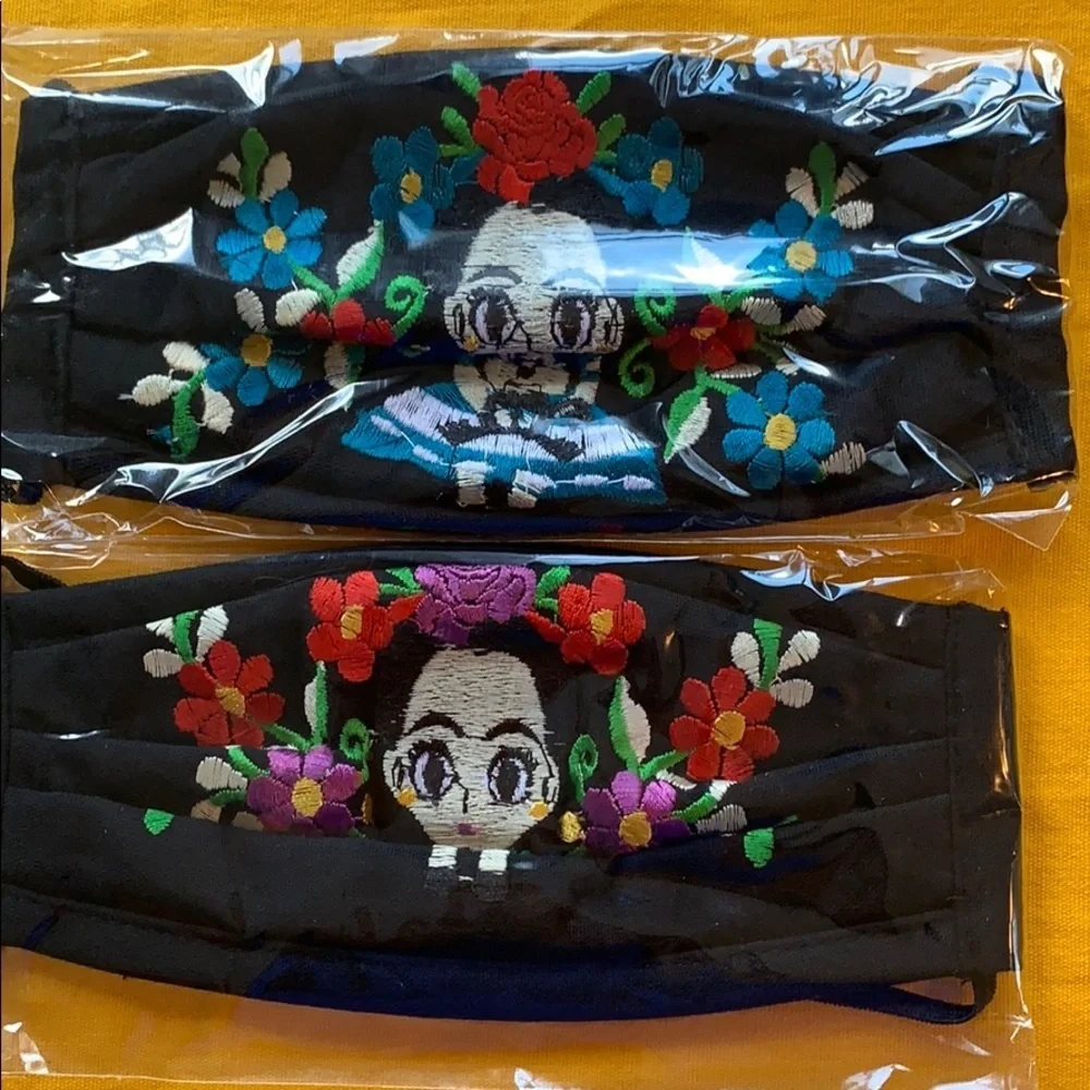 Triple layer Reusable embroide face mask F…